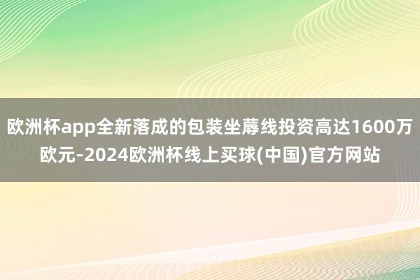 欧洲杯app全新落成的包装坐蓐线投资高达1600万欧元-2024欧洲杯线上买球(中国)官方网站