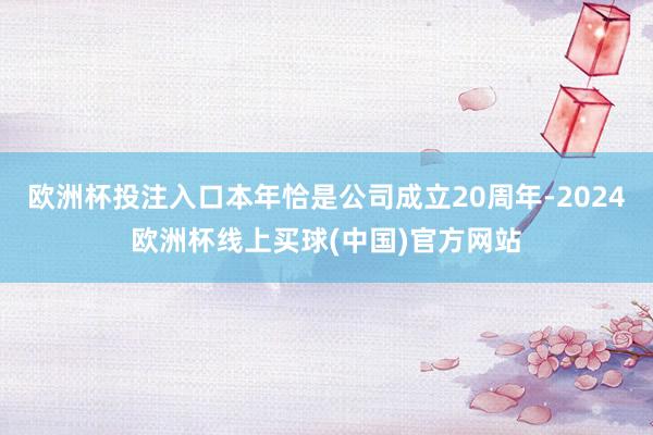 欧洲杯投注入口本年恰是公司成立20周年-2024欧洲杯线上买球(中国)官方网站