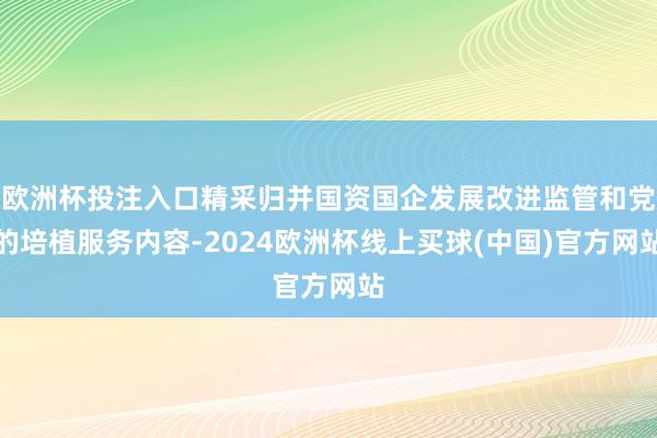 欧洲杯投注入口精采归并国资国企发展改进监管和党的培植服务内容-2024欧洲杯线上买球(中国)官方网站