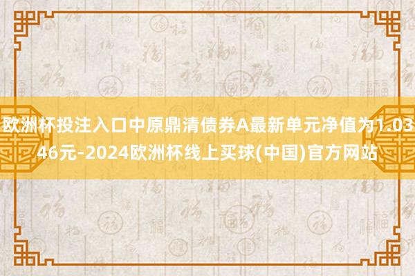 欧洲杯投注入口中原鼎清债券A最新单元净值为1.0346元-2024欧洲杯线上买球(中国)官方网站