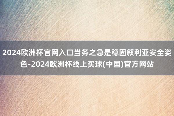 2024欧洲杯官网入口当务之急是稳固叙利亚安全姿色-2024欧洲杯线上买球(中国)官方网站