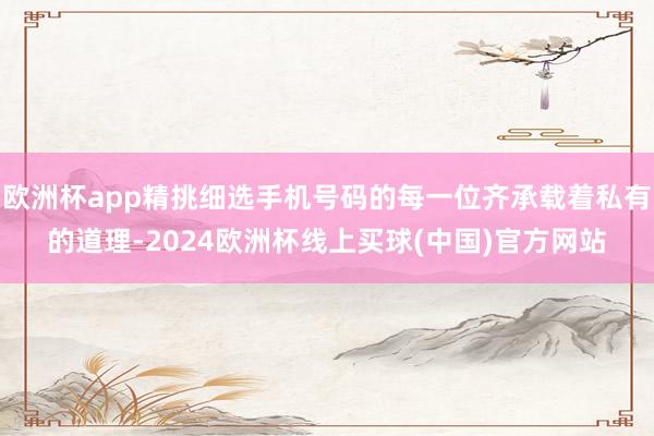 欧洲杯app精挑细选手机号码的每一位齐承载着私有的道理-2024欧洲杯线上买球(中国)官方网站