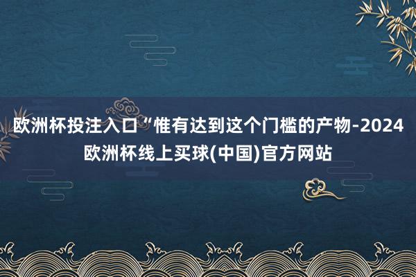 欧洲杯投注入口“惟有达到这个门槛的产物-2024欧洲杯线上买球(中国)官方网站