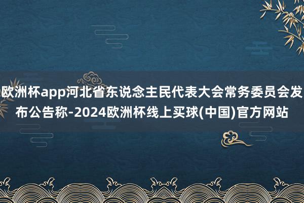 欧洲杯app河北省东说念主民代表大会常务委员会发布公告称-2024欧洲杯线上买球(中国)官方网站