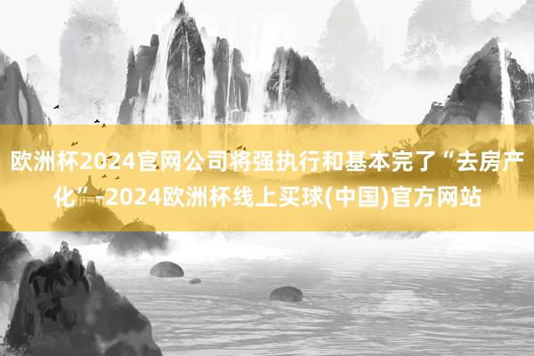欧洲杯2024官网公司将强执行和基本完了“去房产化”-2024欧洲杯线上买球(中国)官方网站