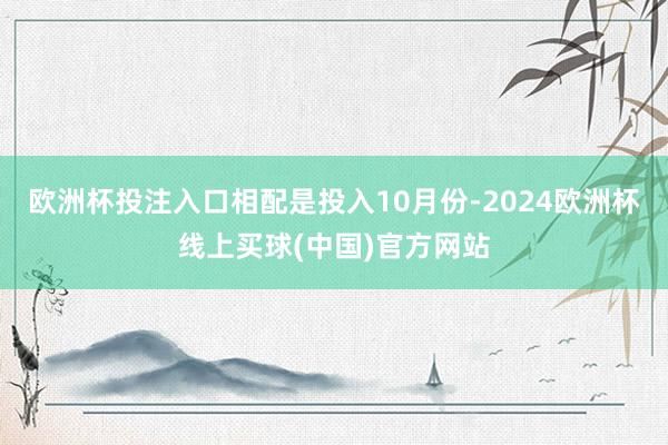 欧洲杯投注入口　　相配是投入10月份-2024欧洲杯线上买球(中国)官方网站