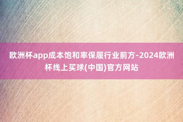 欧洲杯app成本饱和率保履行业前方-2024欧洲杯线上买球(中国)官方网站