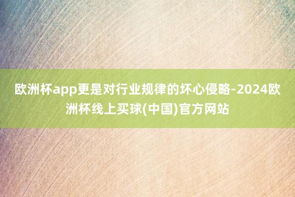 欧洲杯app更是对行业规律的坏心侵略-2024欧洲杯线上买球(中国)官方网站