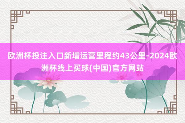欧洲杯投注入口新增运营里程约43公里-2024欧洲杯线上买球(中国)官方网站