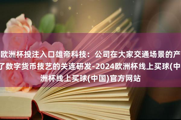 欧洲杯投注入口雄帝科技：公司在大家交通场景的产物还是完成了数字货币技艺的关连研发-2024欧洲杯线上买球(中国)官方网站