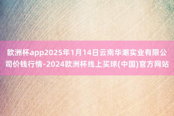 欧洲杯app2025年1月14日云南华潮实业有限公司价钱行情-2024欧洲杯线上买球(中国)官方网站