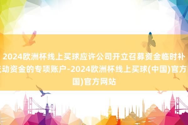 2024欧洲杯线上买球应许公司开立召募资金临时补充流动资金的专项账户-2024欧洲杯线上买球(中国)官方网站