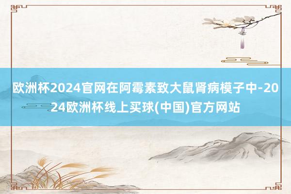 欧洲杯2024官网在阿霉素致大鼠肾病模子中-2024欧洲杯线上买球(中国)官方网站