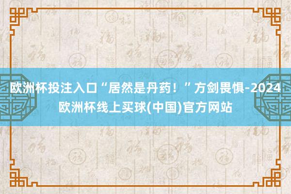 欧洲杯投注入口“居然是丹药！”方剑畏惧-2024欧洲杯线上买球(中国)官方网站