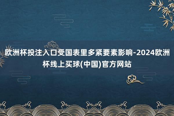 欧洲杯投注入口受国表里多紧要素影响-2024欧洲杯线上买球(中国)官方网站