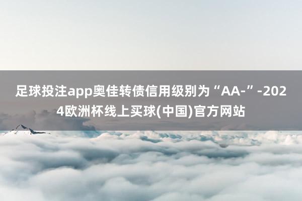 足球投注app奥佳转债信用级别为“AA-”-2024欧洲杯线上买球(中国)官方网站