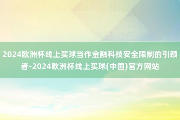 2024欧洲杯线上买球当作金融科技安全限制的引颈者-2024欧洲杯线上买球(中国)官方网站