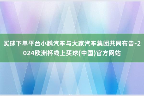 买球下单平台小鹏汽车与大家汽车集团共同布告-2024欧洲杯线上买球(中国)官方网站